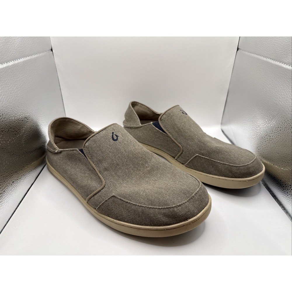 Olukai Men's Size 12 Nohea Lole Taupe Brown Slip On Shoe Loafer Comfort Boating